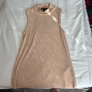 Banana Republic mock turtleneck sweater tank, yellow & white striped, size S